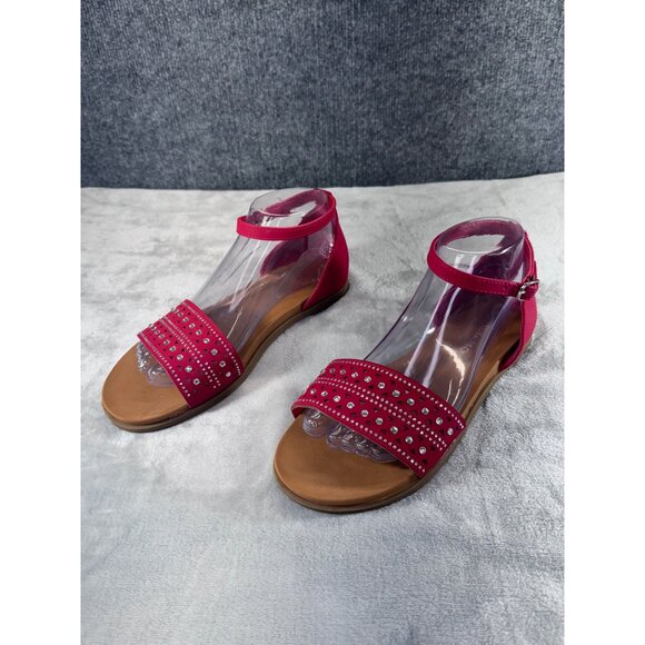 Andiamo Women's shoes 8M red strap sandels with rhinestones - Picture 1 of 16
